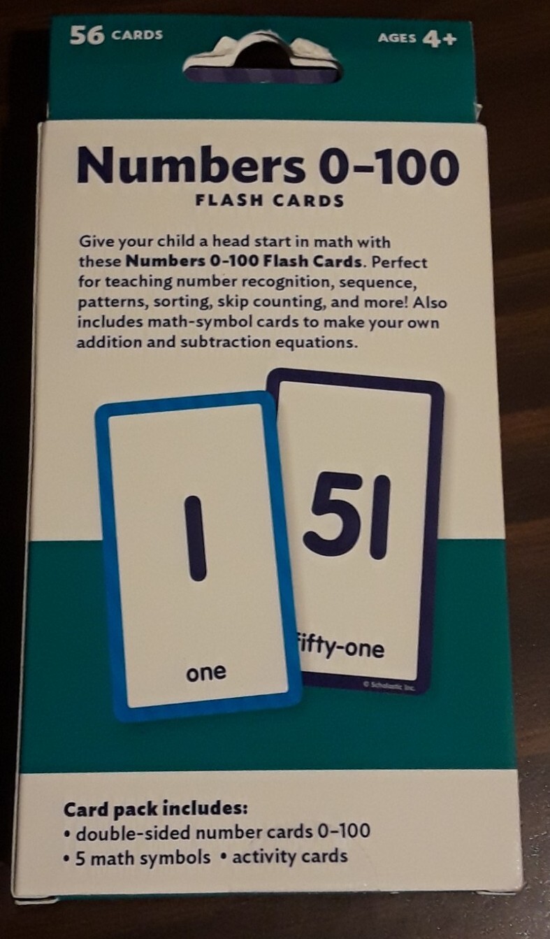 Flash Cards Ser.: Flash Cards: Numbers 0 – 100 by Scholastic (2018, Cards,Flash