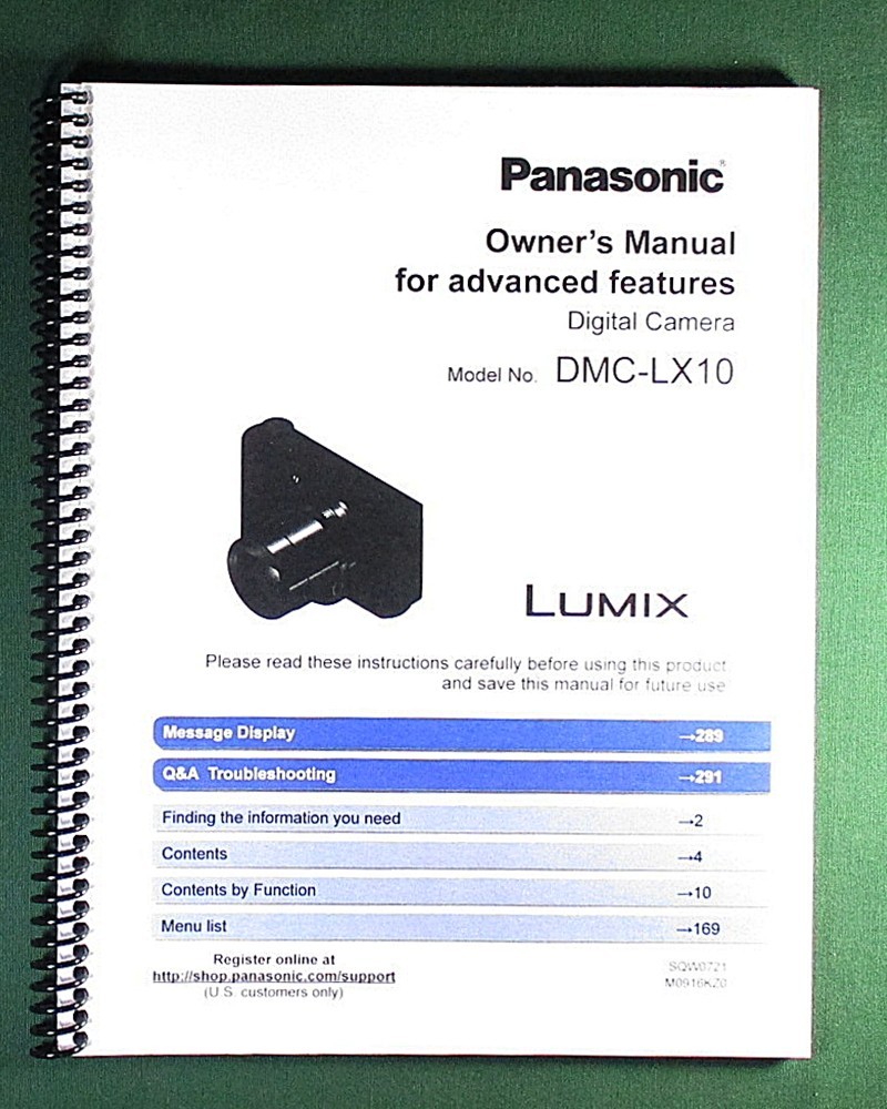 Panasonic DMC-LX10 Instruction Manual: 308 Pages & Protective Covers!
