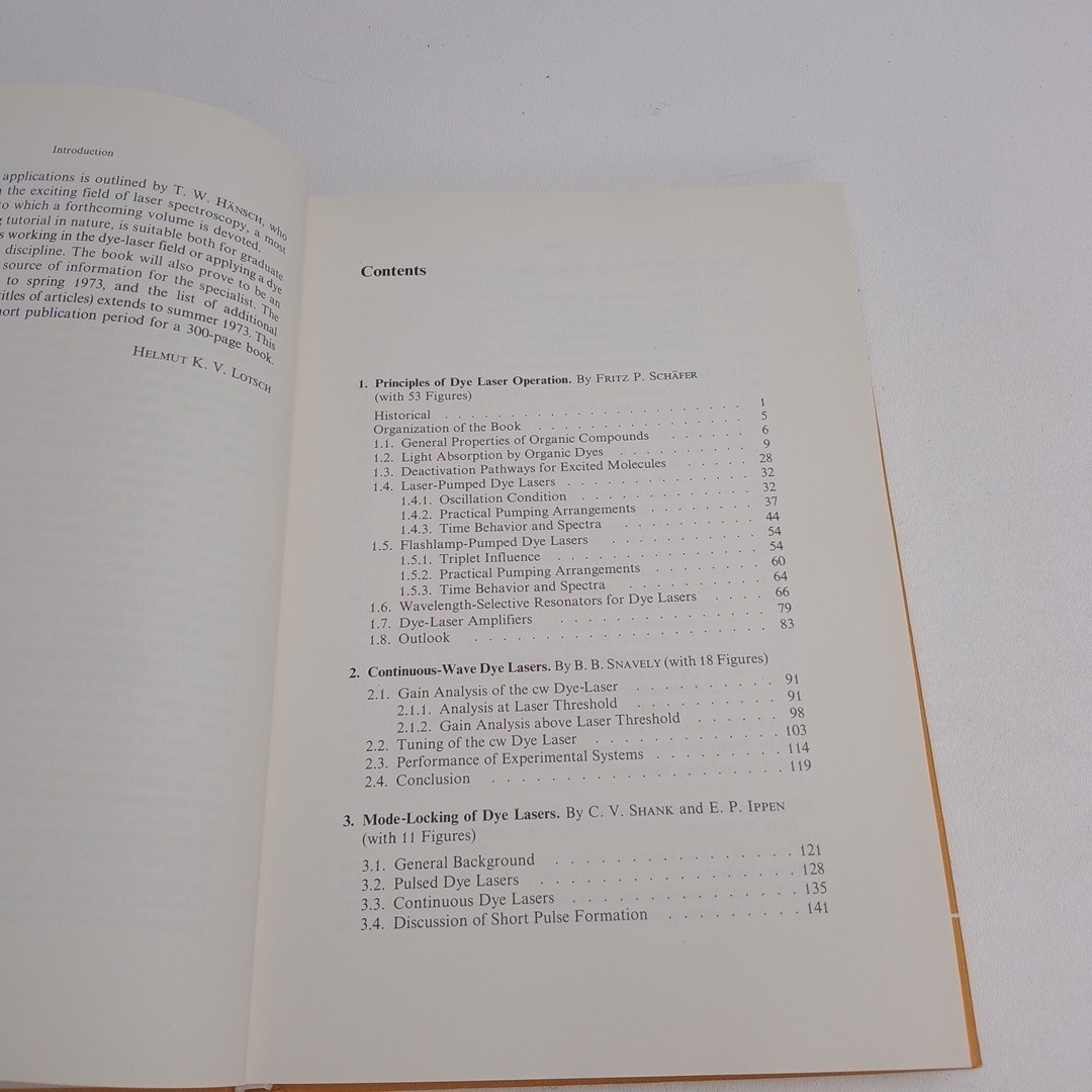 Springer Topics in Applied Physics Volume 1: Dye Lasers by F.P. Schäfer 1973 HC