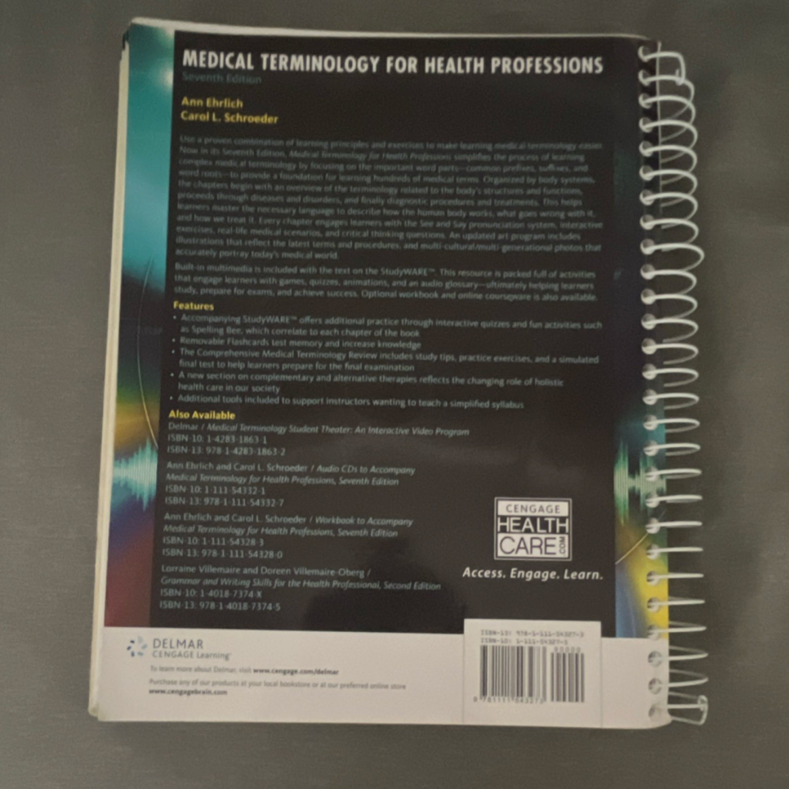 Medical Terminology for Health Professions 7th Ed Ehrlich Schroeder Spiral