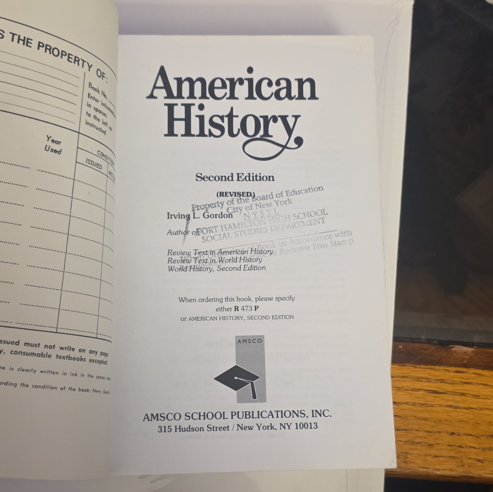AMSCO American History Revised 2nd Ed Textbook Book Irving L. Gordon R 473 P