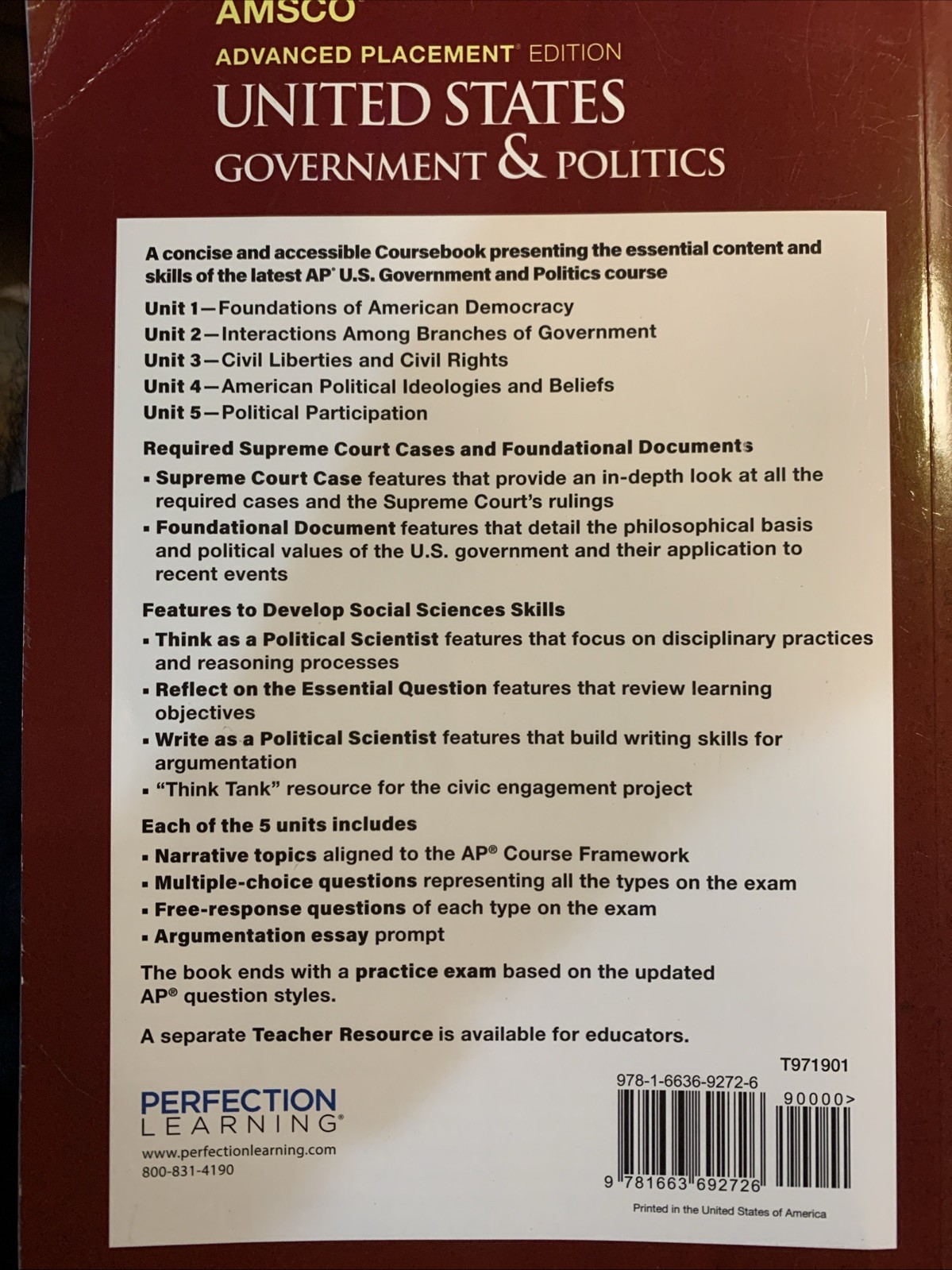 2026 AMSCO Advanced Placement United States Government & Politics 9781663692726