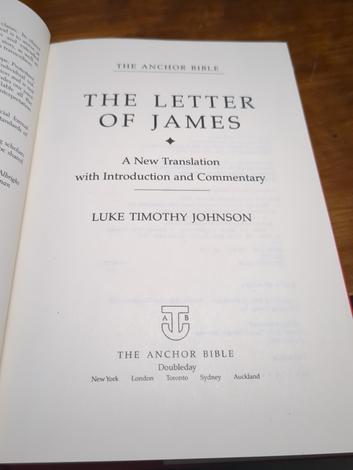 The Letter of James (The Anchor Yale Bible Commentaries) by Johnson Very Good