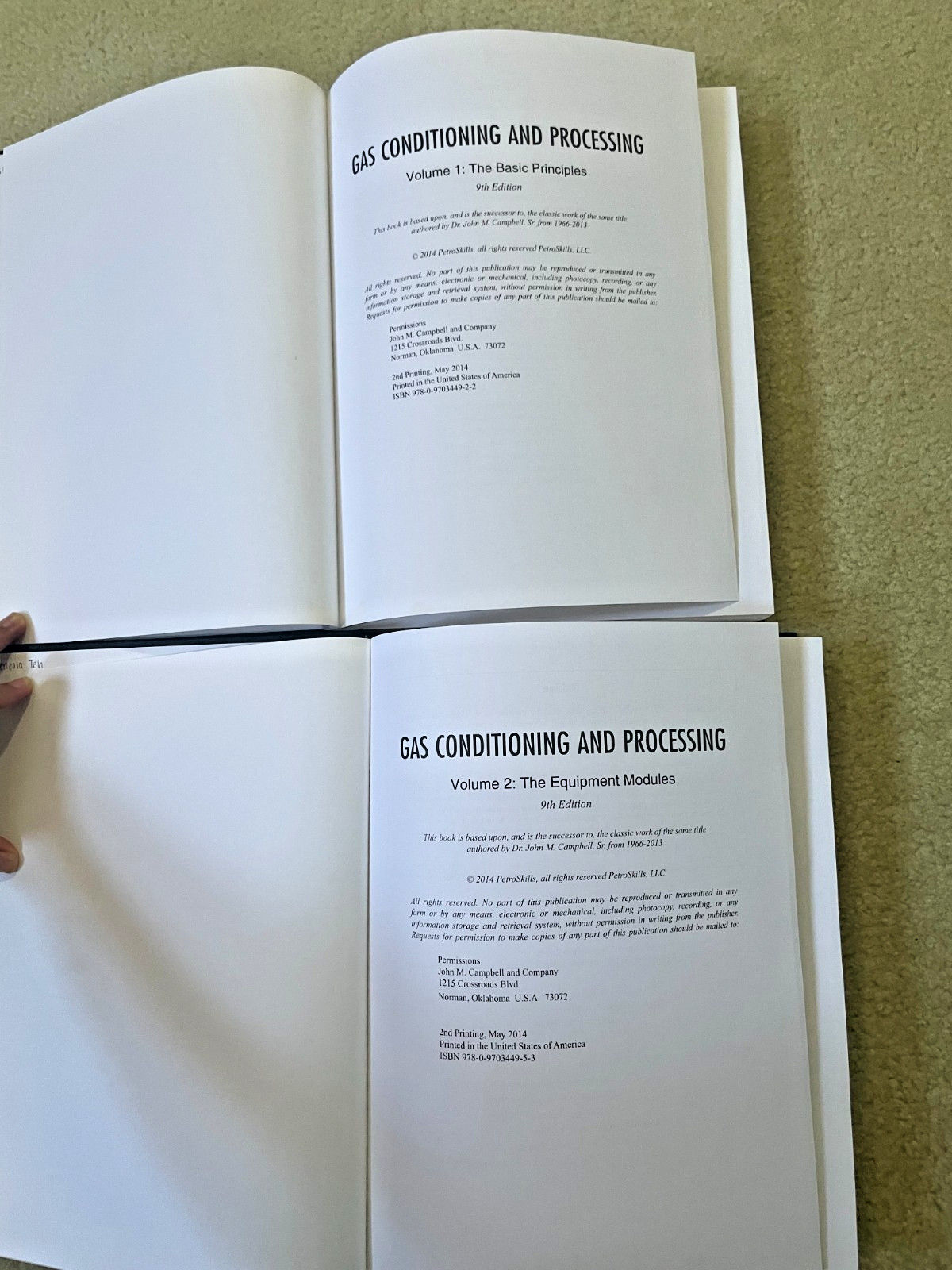 Gas Conditioning and Processing 9th Edition Vol 1 & 2 Set Campbell PetroSkills
