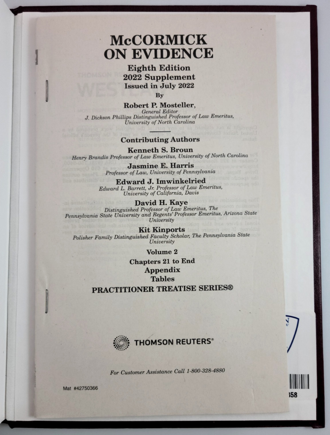 McCormick on Evidence 8th Edition Vols 1 & 2 Law Textbook Set Thomson Reuters