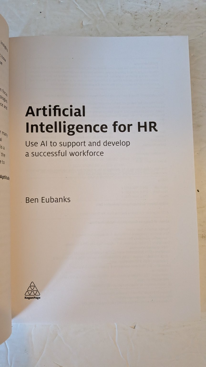 Artificial Intelligence for HR Ben Eubanks 2019 First Edition Kogan Page