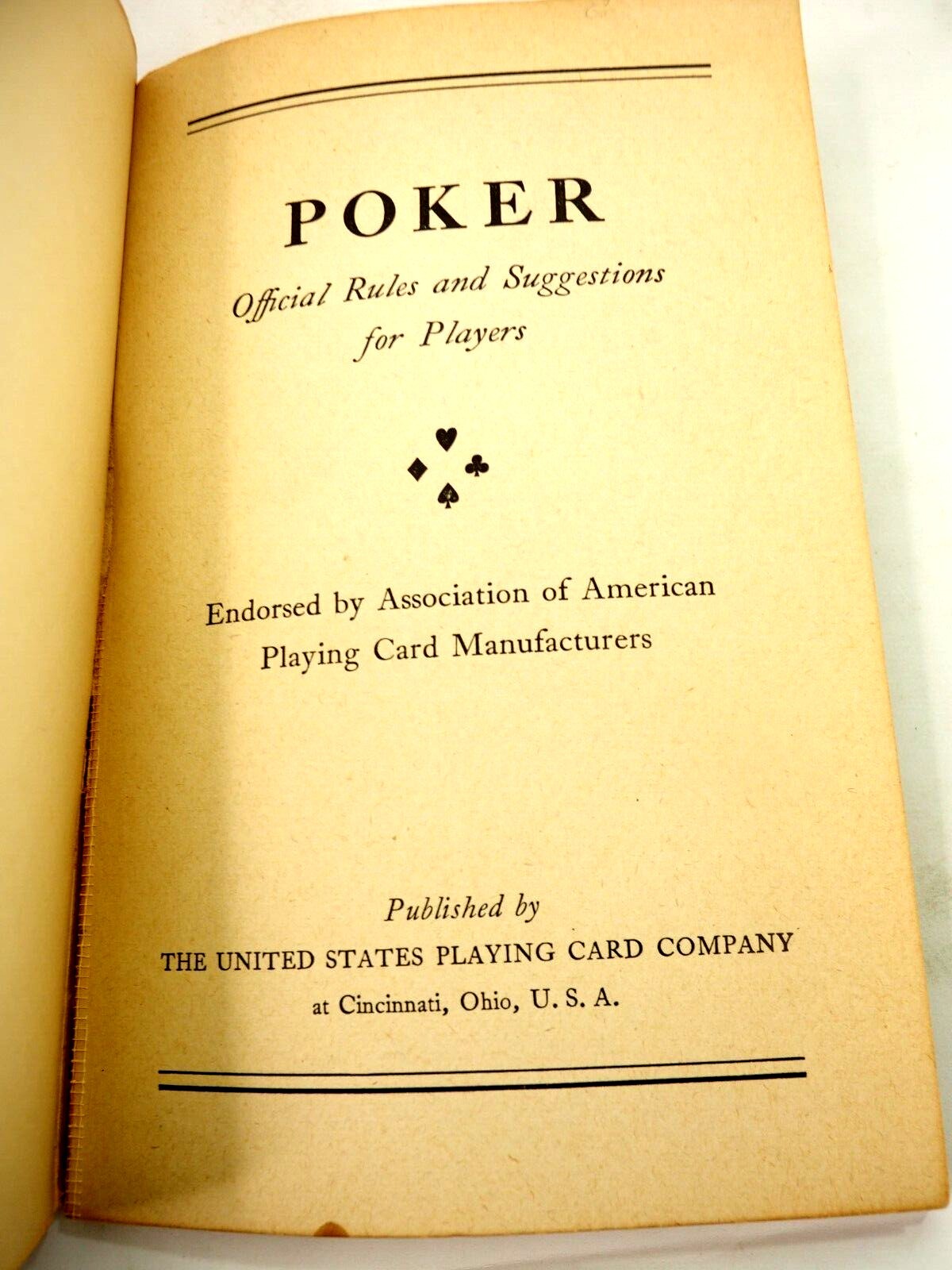 Poker The Nations Most Fascinating Card Game US Playing Card Co.SoftCover 1941
