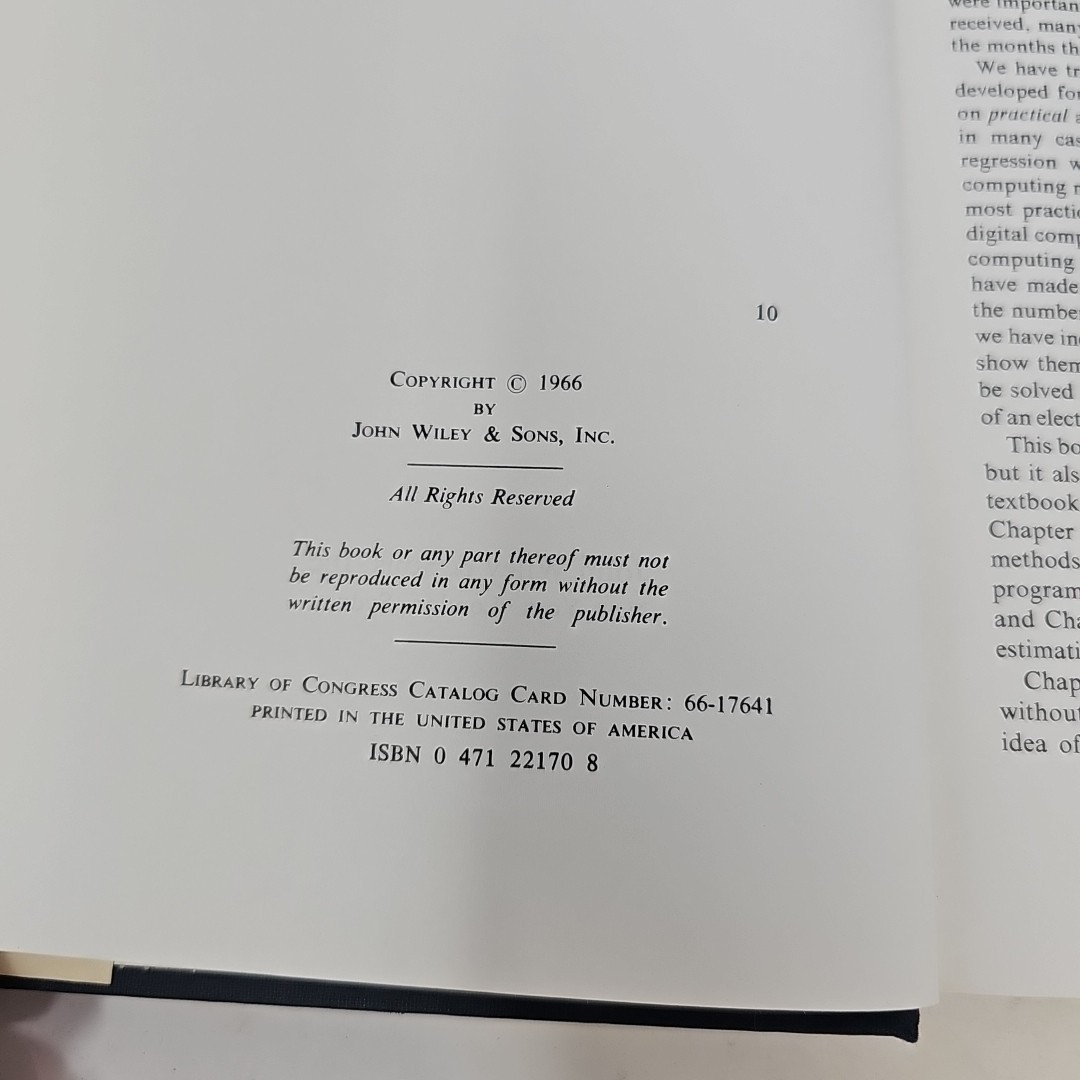 JOHN WILEY & SONS Applied Regression Analysis Hardcover Book Draper Smith 1966
