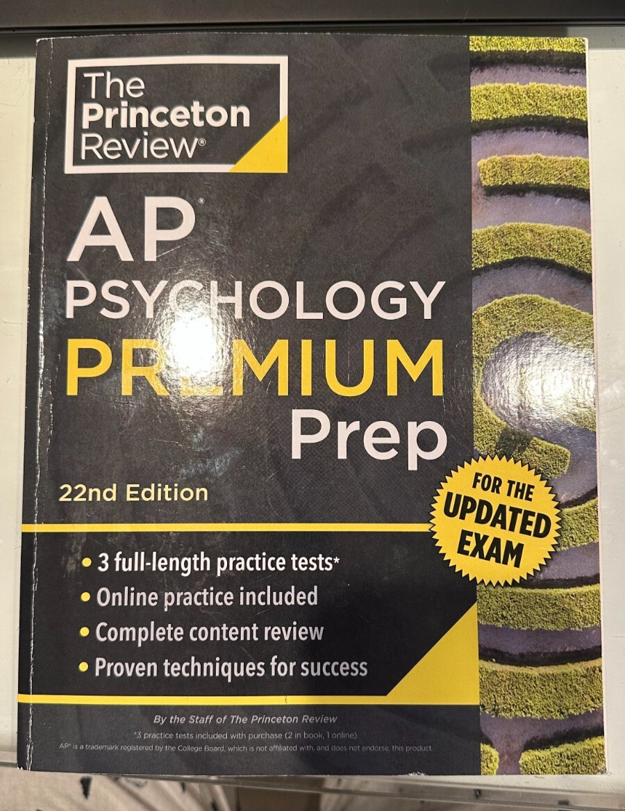Princeton Review AP Psychology Premium Prep, 22nd Ed., 3 full-length practice te