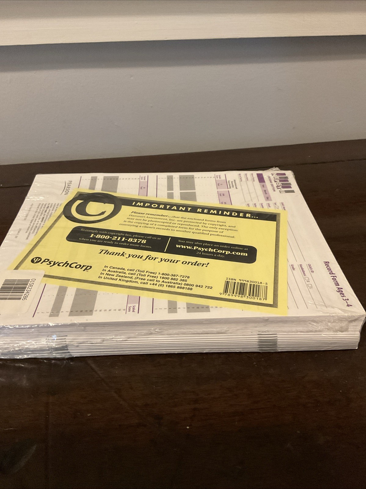 NEPSY-II Record Form Ages 3-4 Preschool Testing New In Package 25