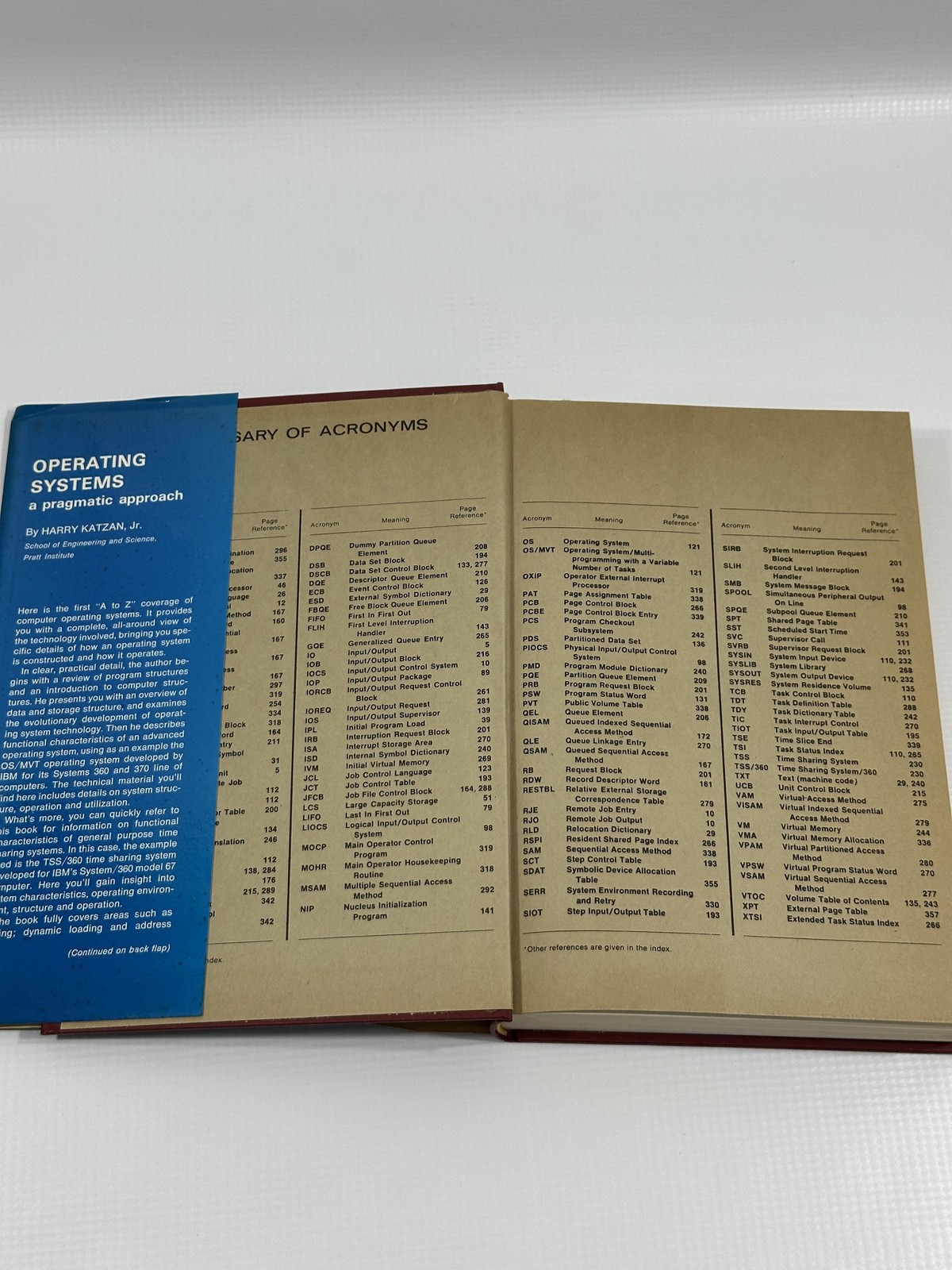 Vintage 1973 Operating Systems A Pragmatic Approach Harry Katzan HC Computer Sci