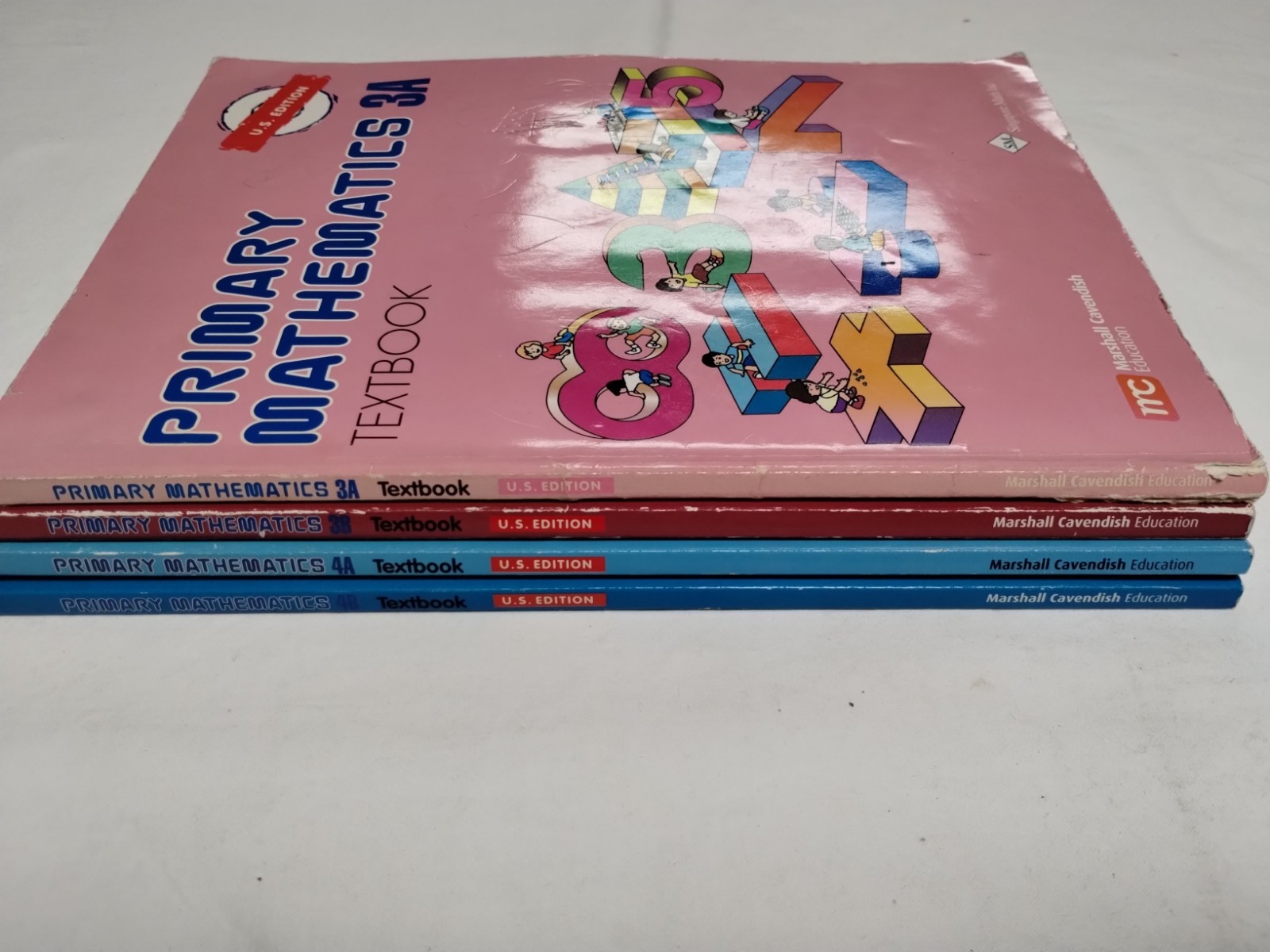 (4) Primary Mathematic Textbooks: 3A, 3B, 4A, 4B by Singapore Math Inc. 2014 PB