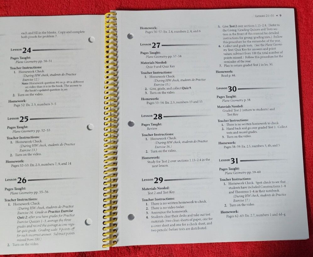 Abeka A Beka Book Homeschool PLANE GEOMETRY Video Manual Spiral 32267903