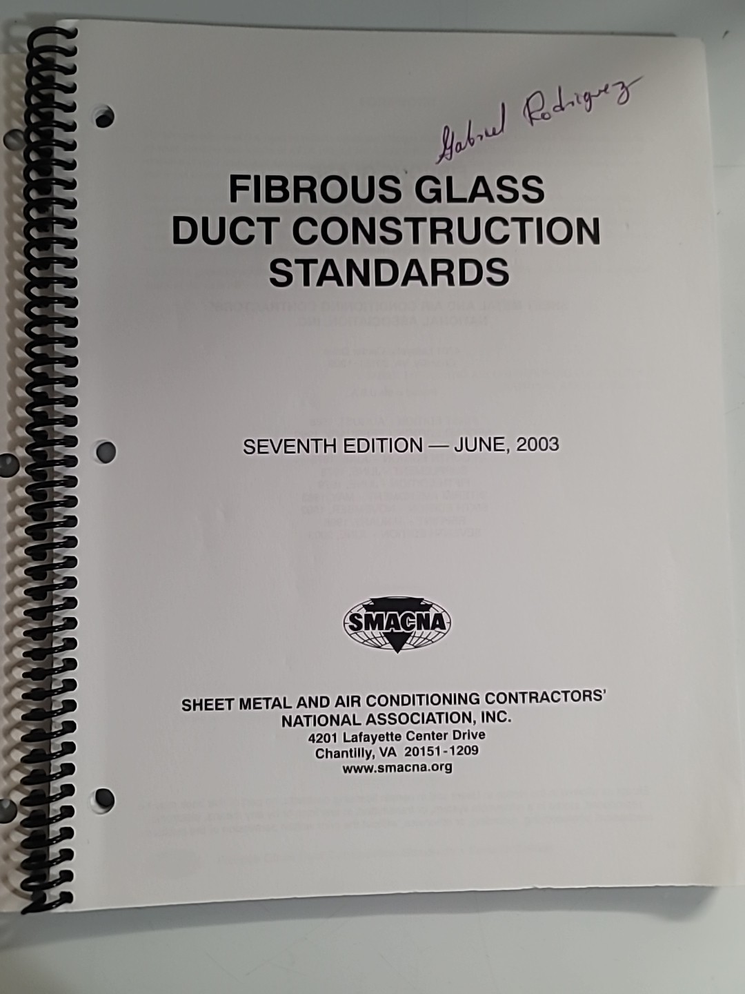 SMACNA Fibrous Glass Duct Construction Standards Seventh Edition