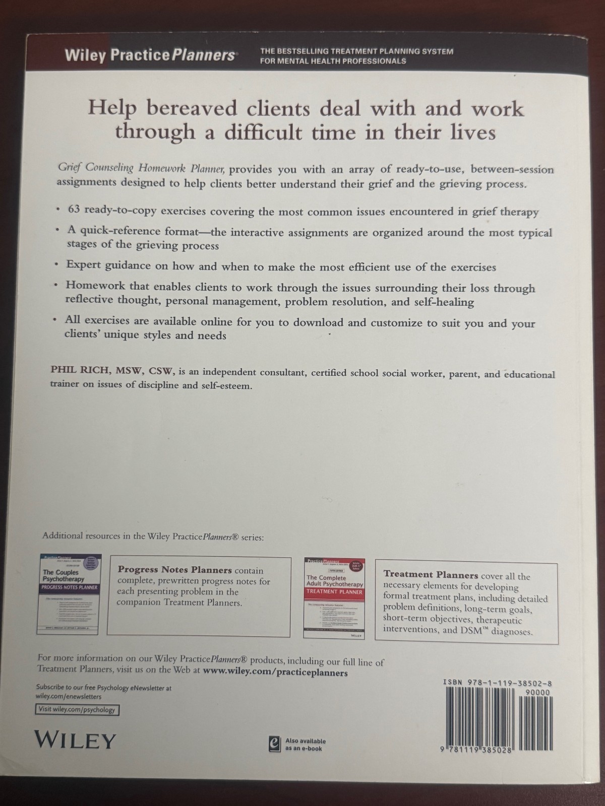 Grief Counseling Homework Planner by Phil Rich 2001 Paperback *Very Good*