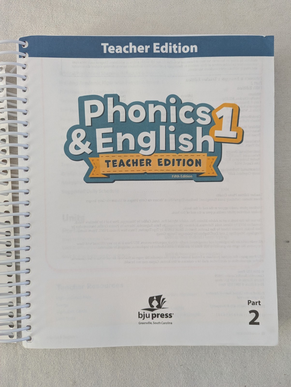 BJU Phonics & English 1 Teacher Edition 5th Edition Teacher’s Edition, Part 2