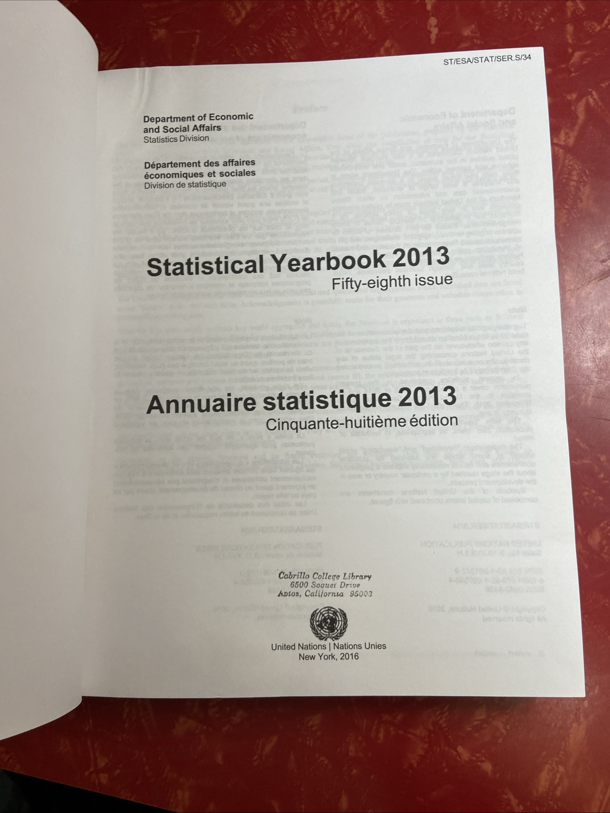 United Nations Statistical Yearbook 58th Issue 2013 Hardcover
