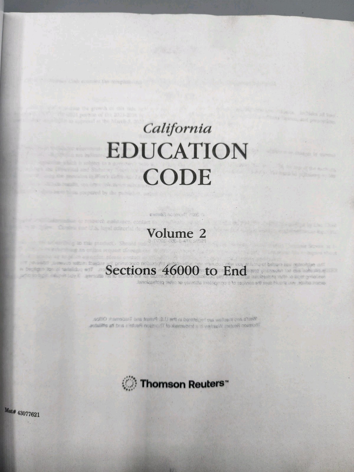 California Education Code Volume 1 and 2 Deskop 2025 Edition