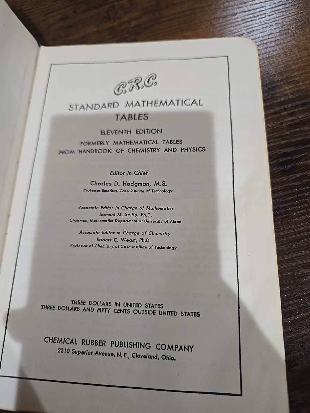 Vintage CRC Standard Mathematical Tables ~ 1962 ~ 12th Edition ~ Hardcover