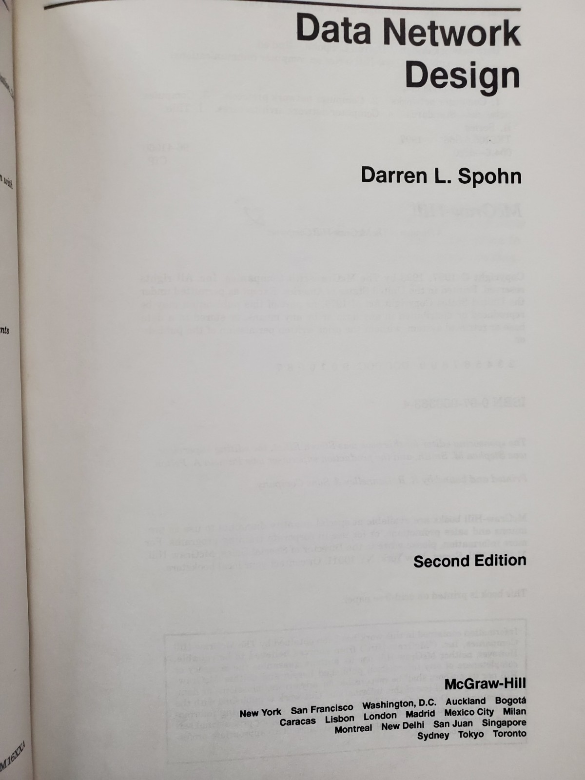 Mcgraw-Hill Computer Communications Ser.: Data Network Design by Darren L. Spohn