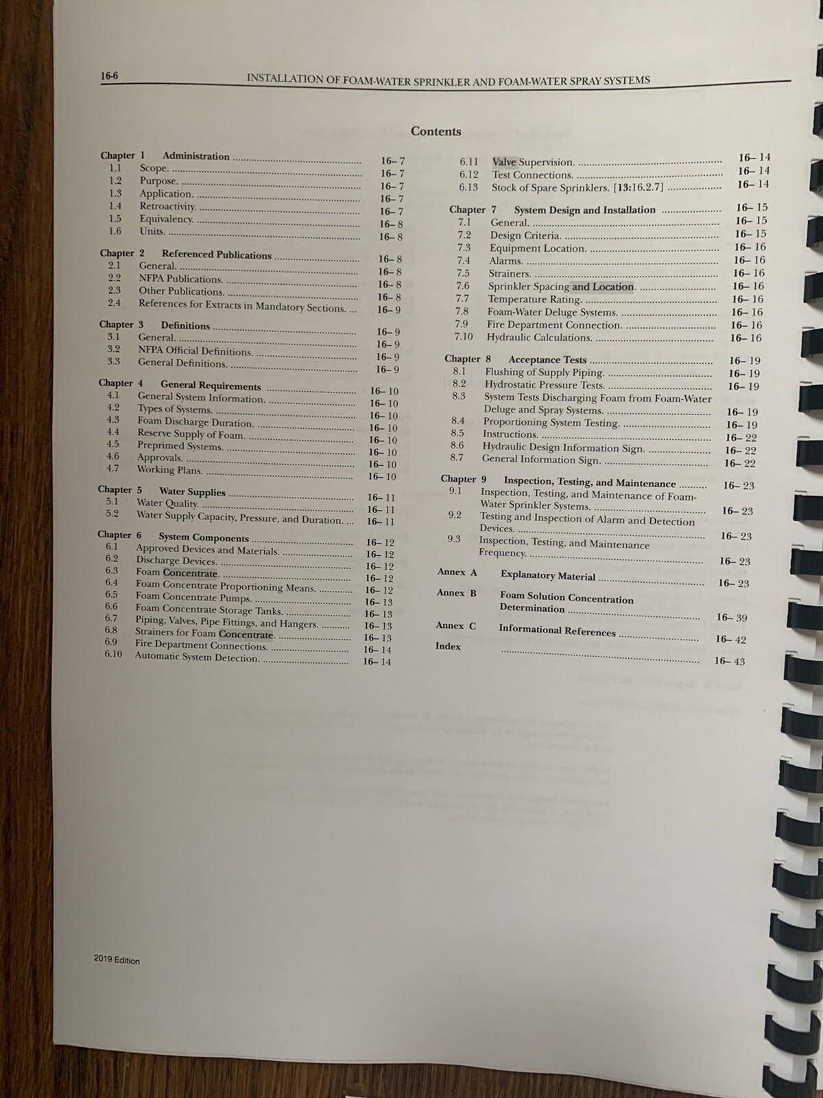 NFPA 16 Standard For Installation Of Foam-Water Sprinkler 2019 Ringbound