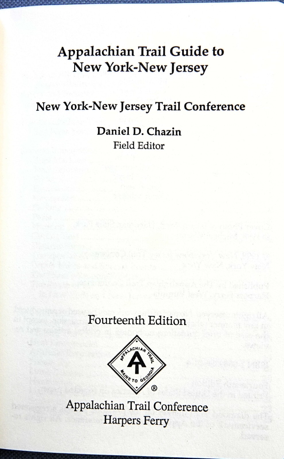APPALACHAIN TRAIL GUIDE TO NEW YORK – NEW JERSEY 14TH Ed 1998 SC