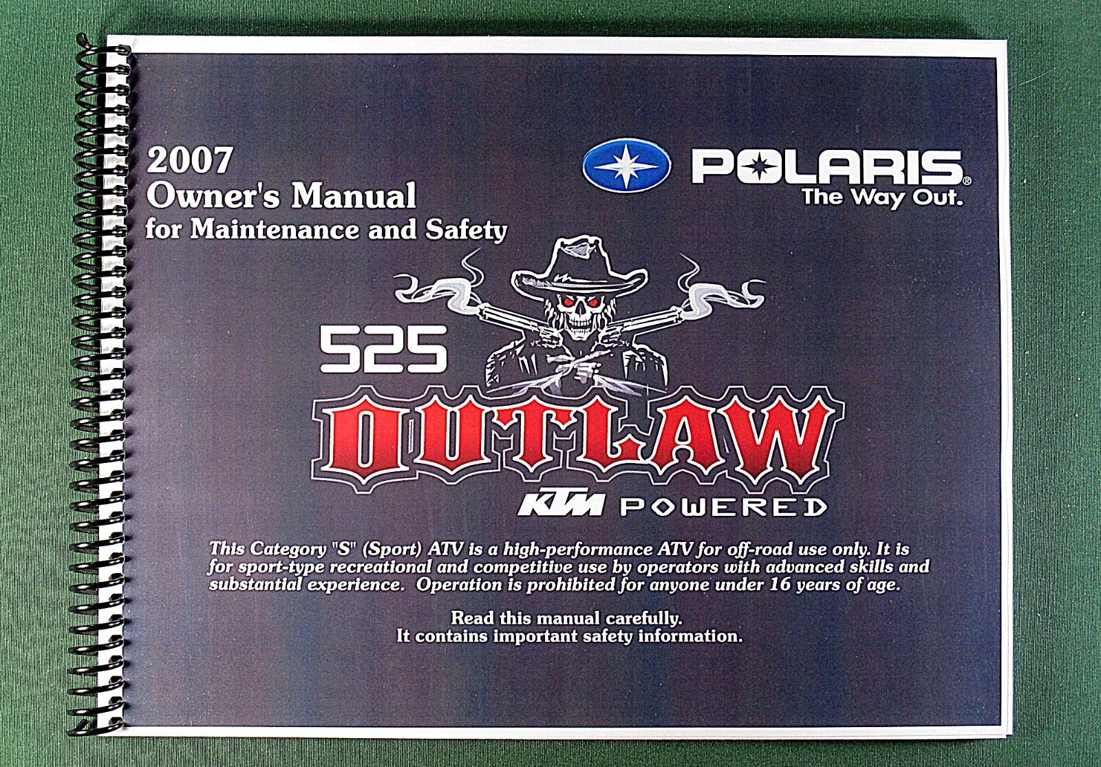 2007 Polaris Outlaw 525 ATV Owner’s Manual: 220 pages & Protective Covers!