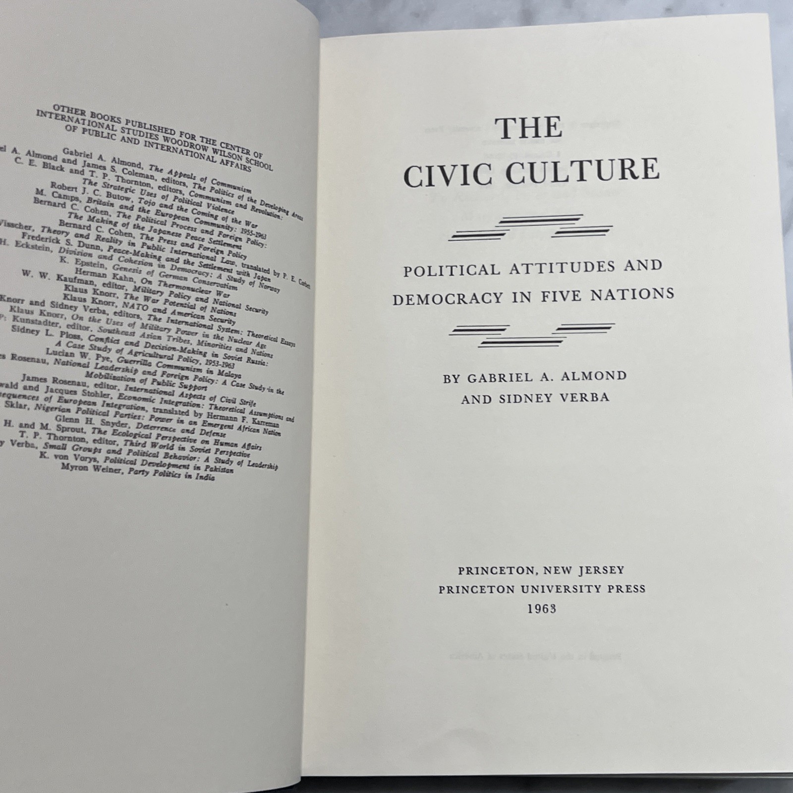 The Civic Culture Political Attitudes & Democracy In 5 Nations Almond & Verba HC