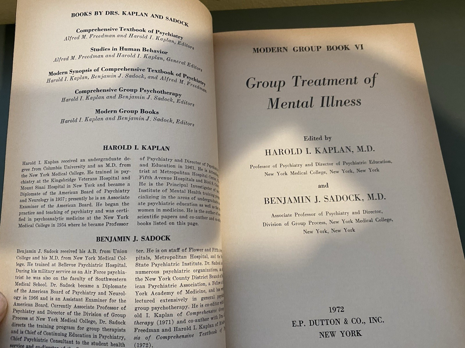 Lot of 4 Modern Group Books- Group Therapy 1st editions Harold I. Kaplan, M.D. +