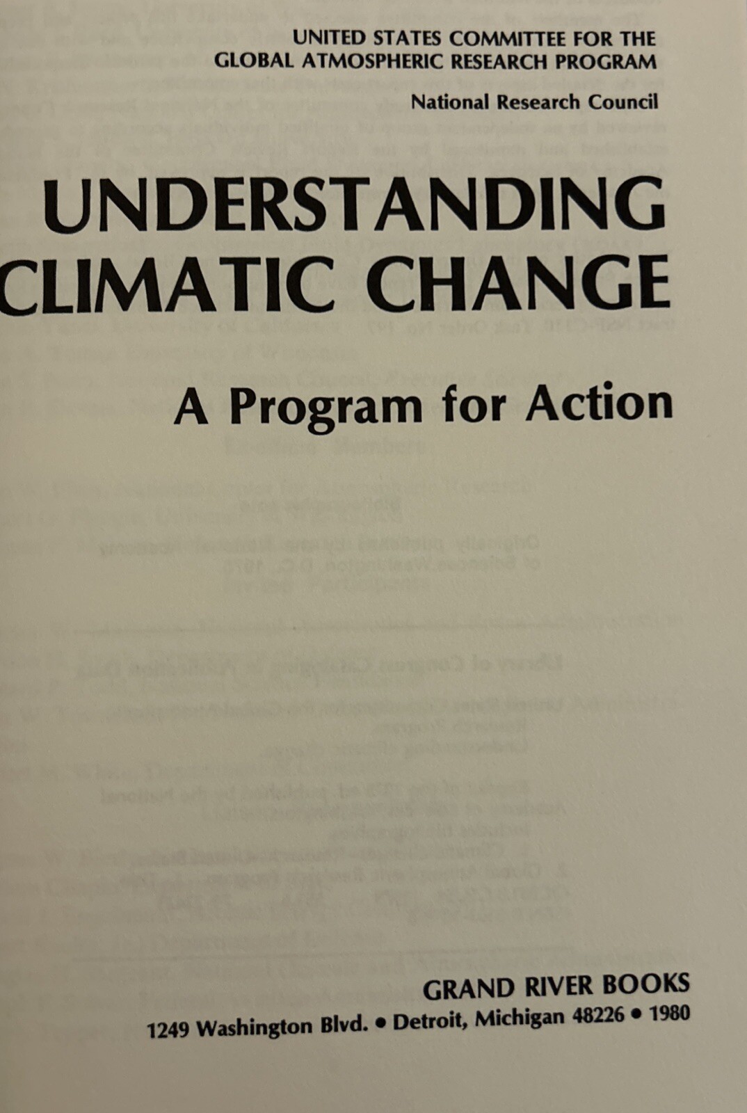 Understanding Climatic Change: A Program for Action 1980