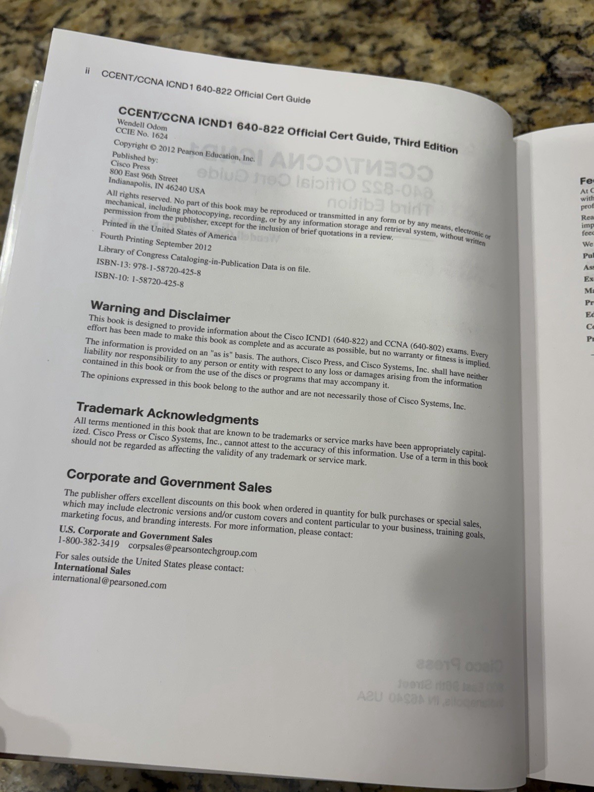 CCENT/CCNA ICND1 640-822 Official Cert Guide (3rd Edition) – VERY GOOD