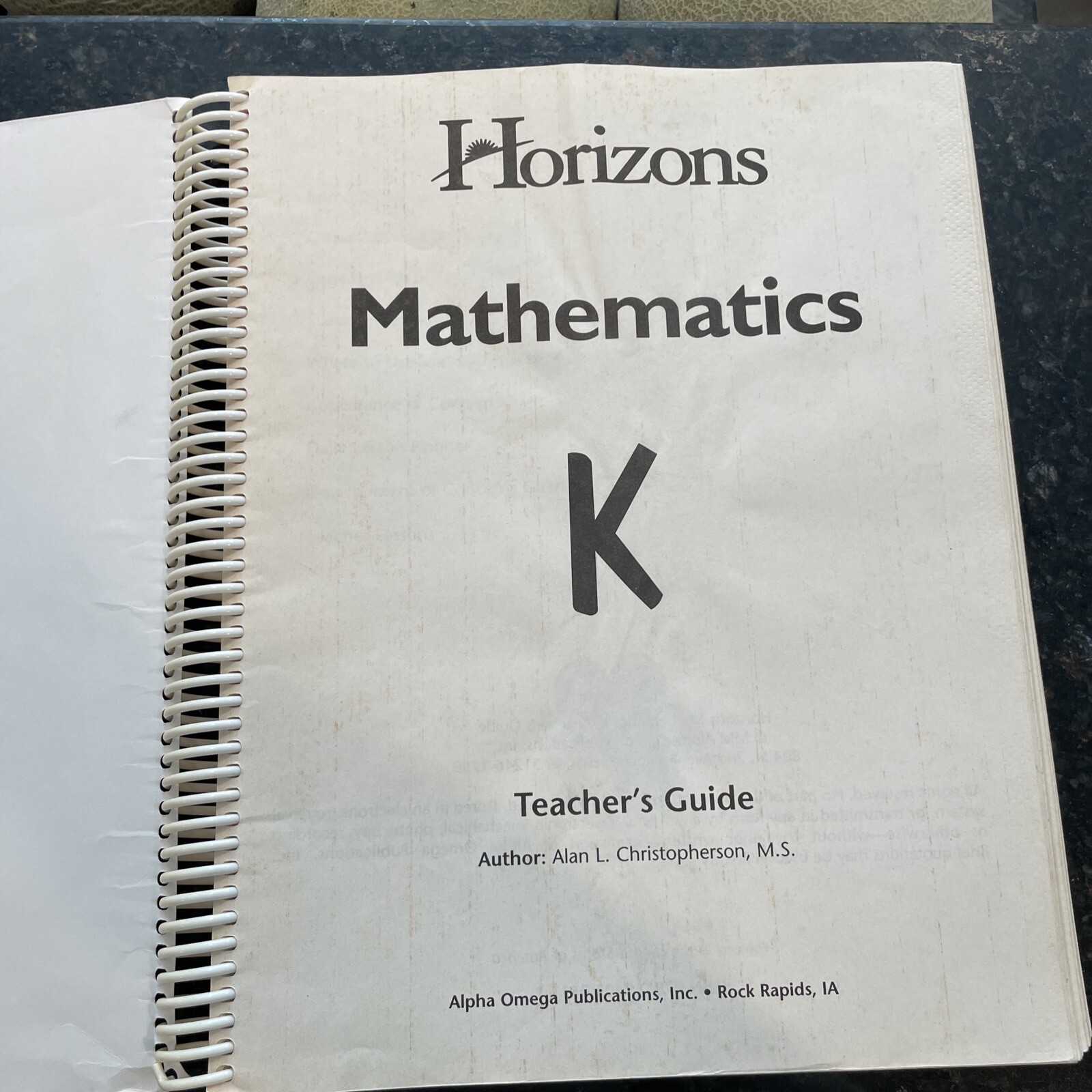 Horizons Math K Teacher’s Guide Homeschool, spiral bound, 2006 print year