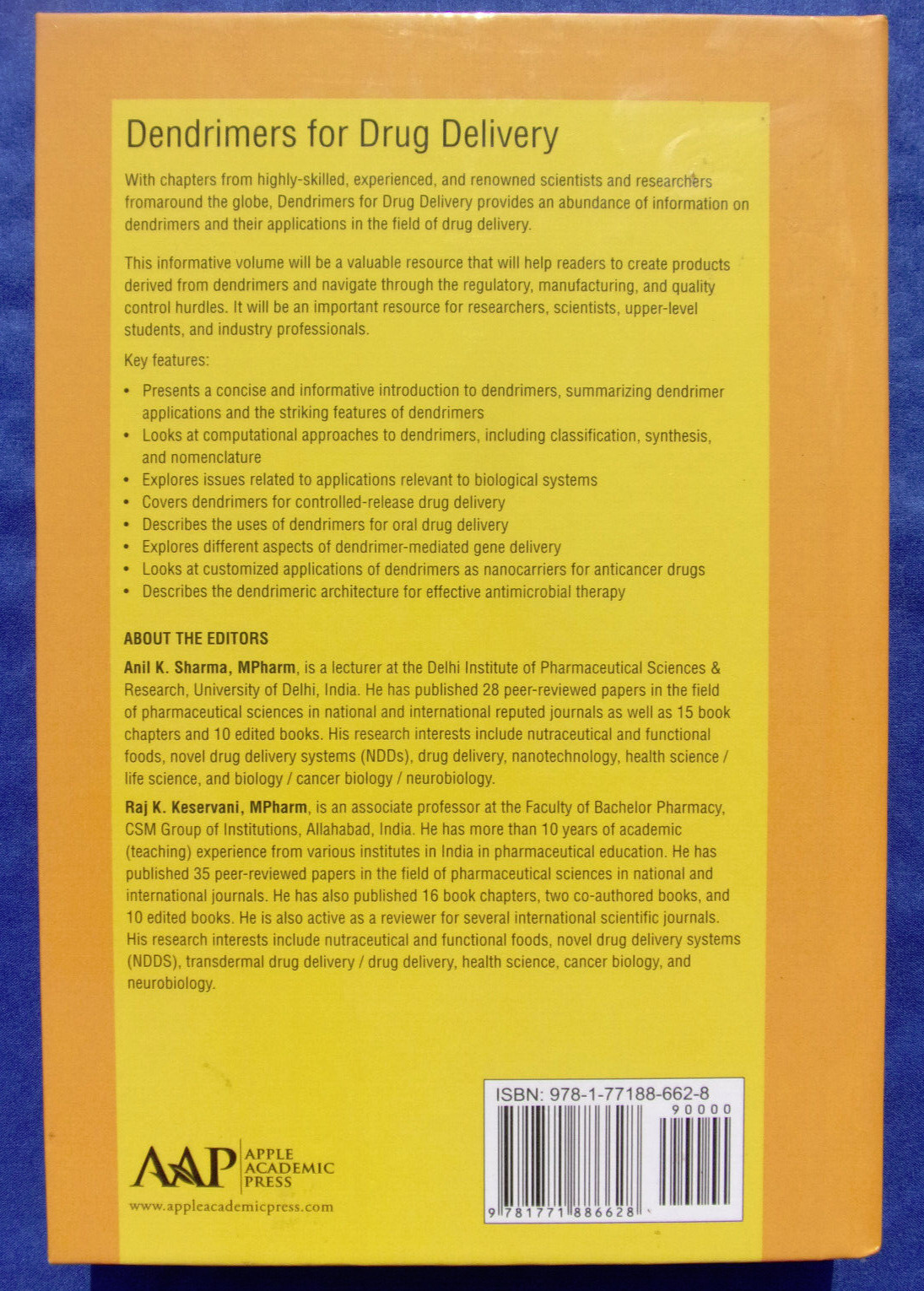 Dendrimers for Drug Delivery~Hardcover~by Raj K. Keservani & Anil K. Sharma~RARE