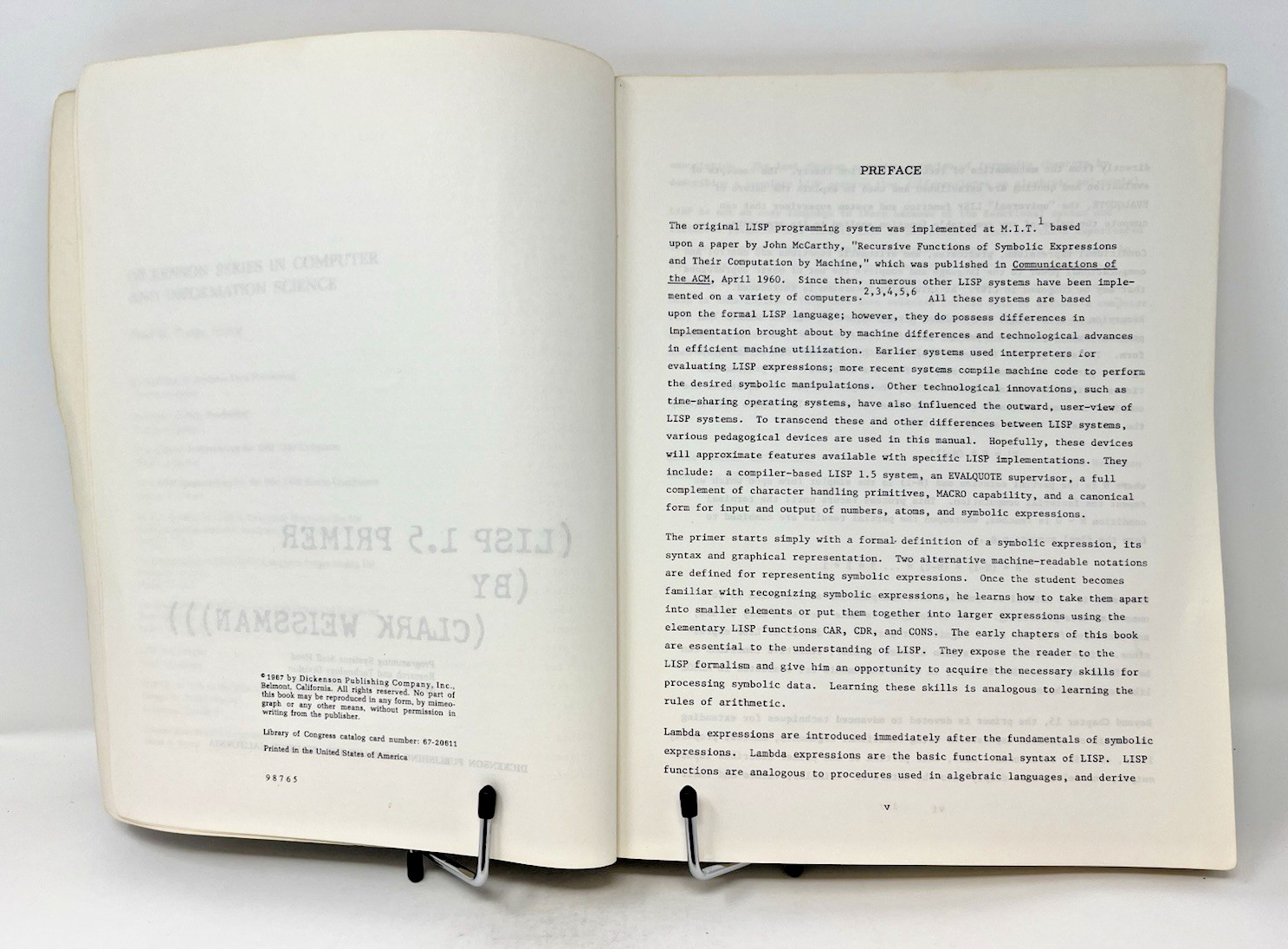 LISP 1.5 Primer – 1967 1st Edition SHIPS FREE