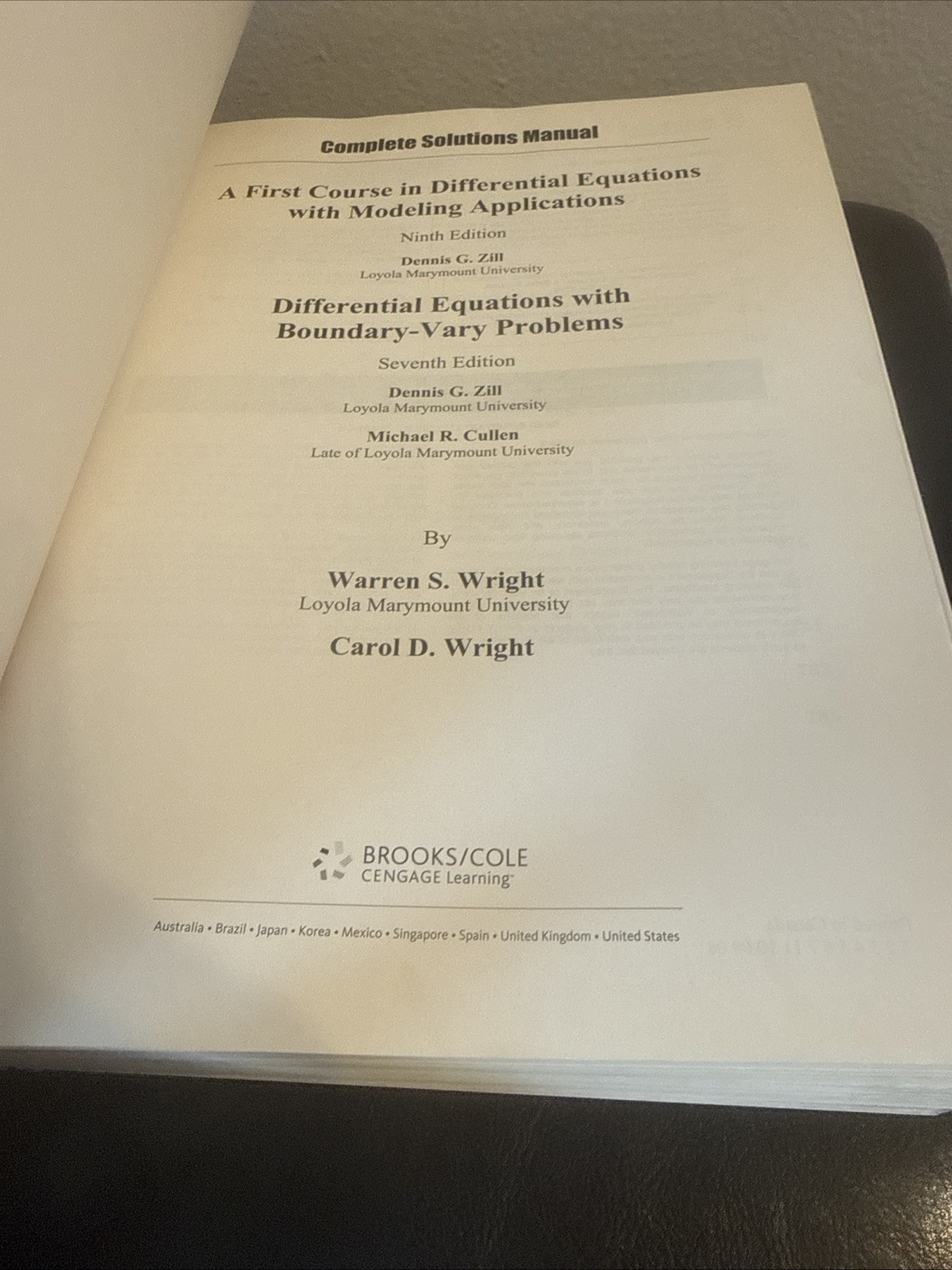 Complete Solutions Manual A First Course in Differential Equations, 2 In 1