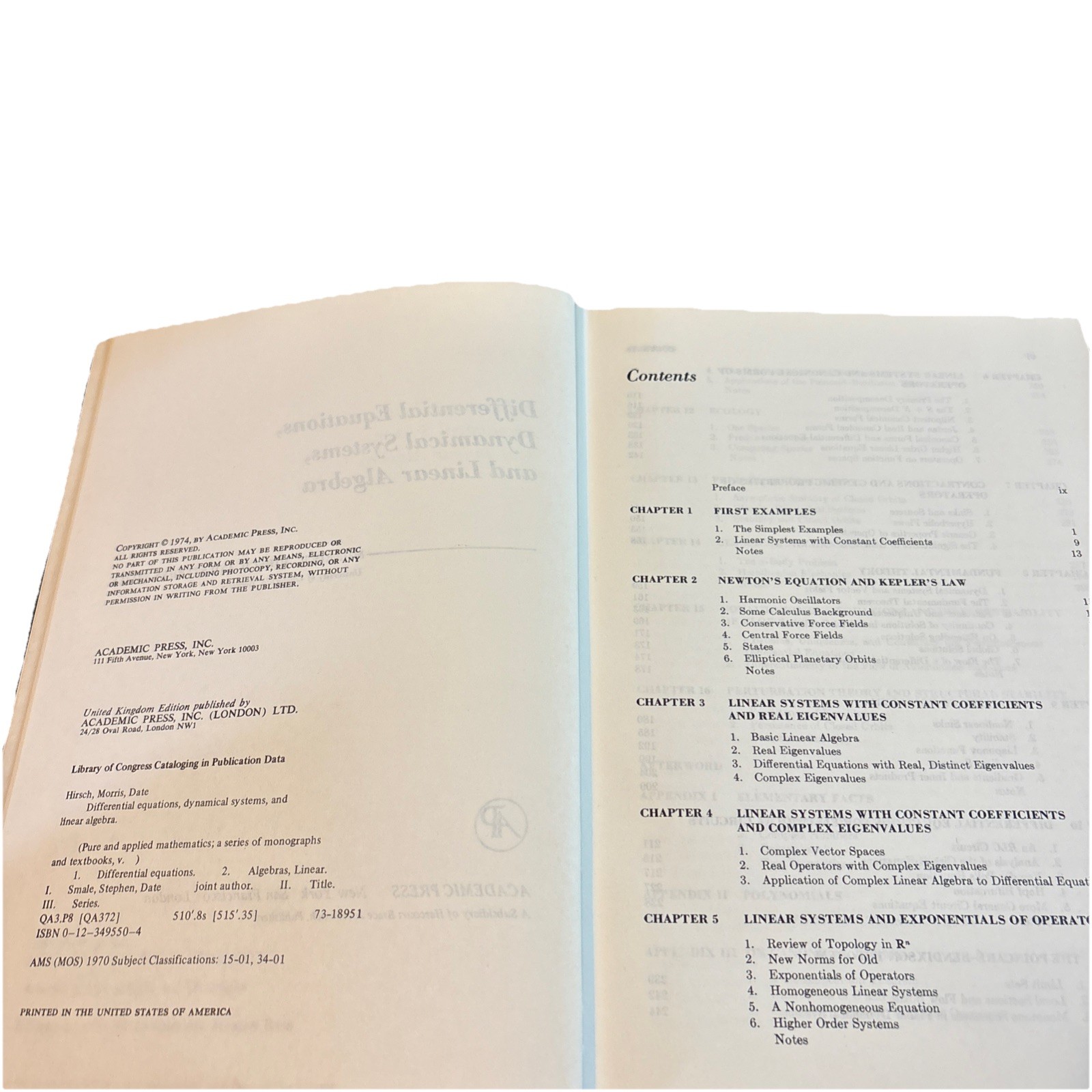 Differential Equations Dynamical Systems & Linear Algebra HC Hirsch Very Good*