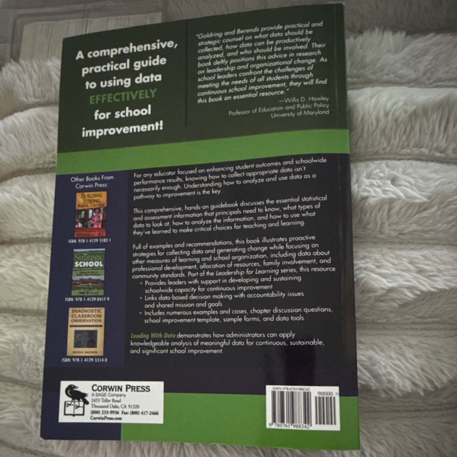 Corwin Press Leading with Data Goldring Berends Paperback 2008