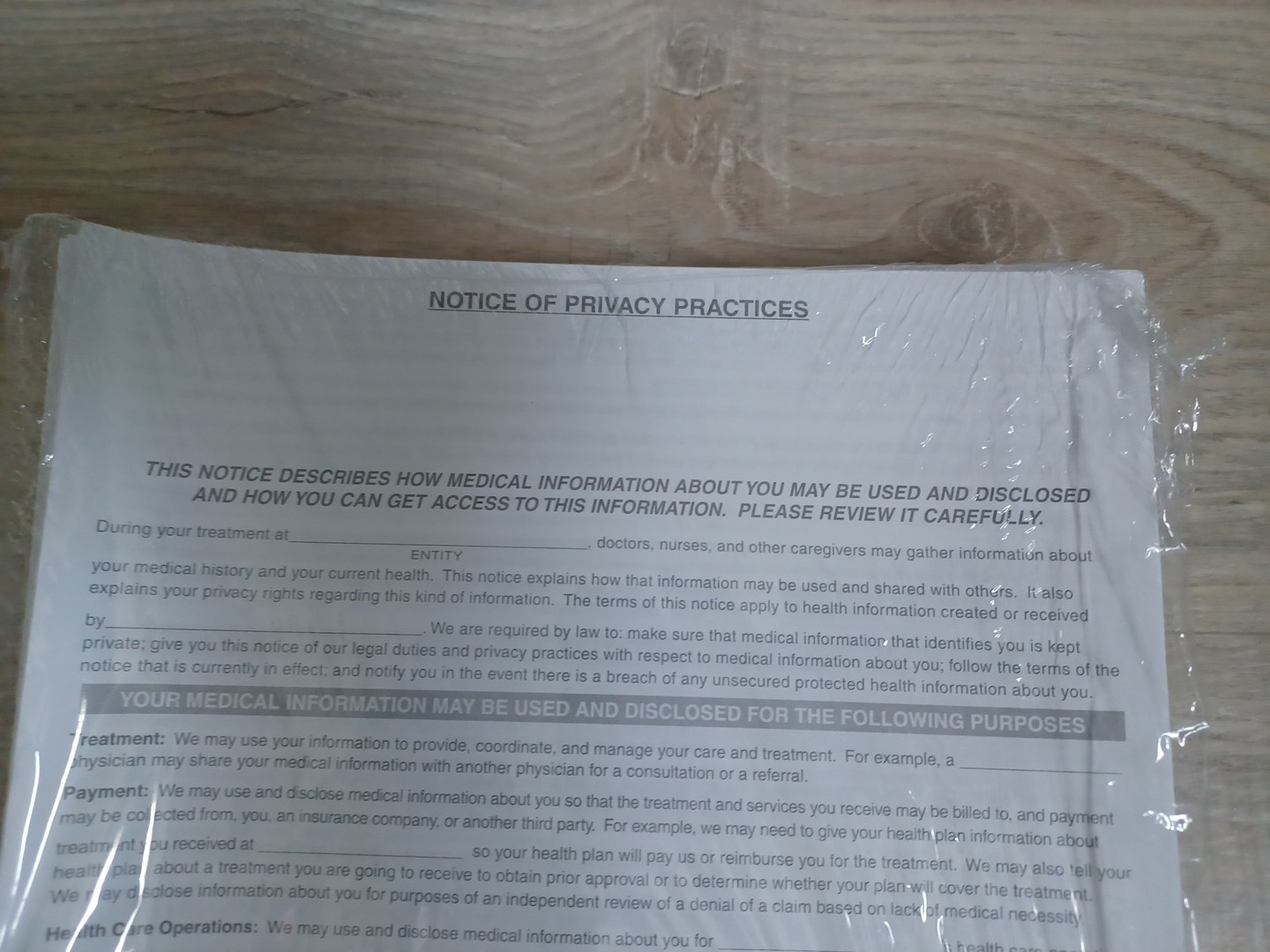 Medical Arts Press Notice of Privacy Practices, 100 per pack.