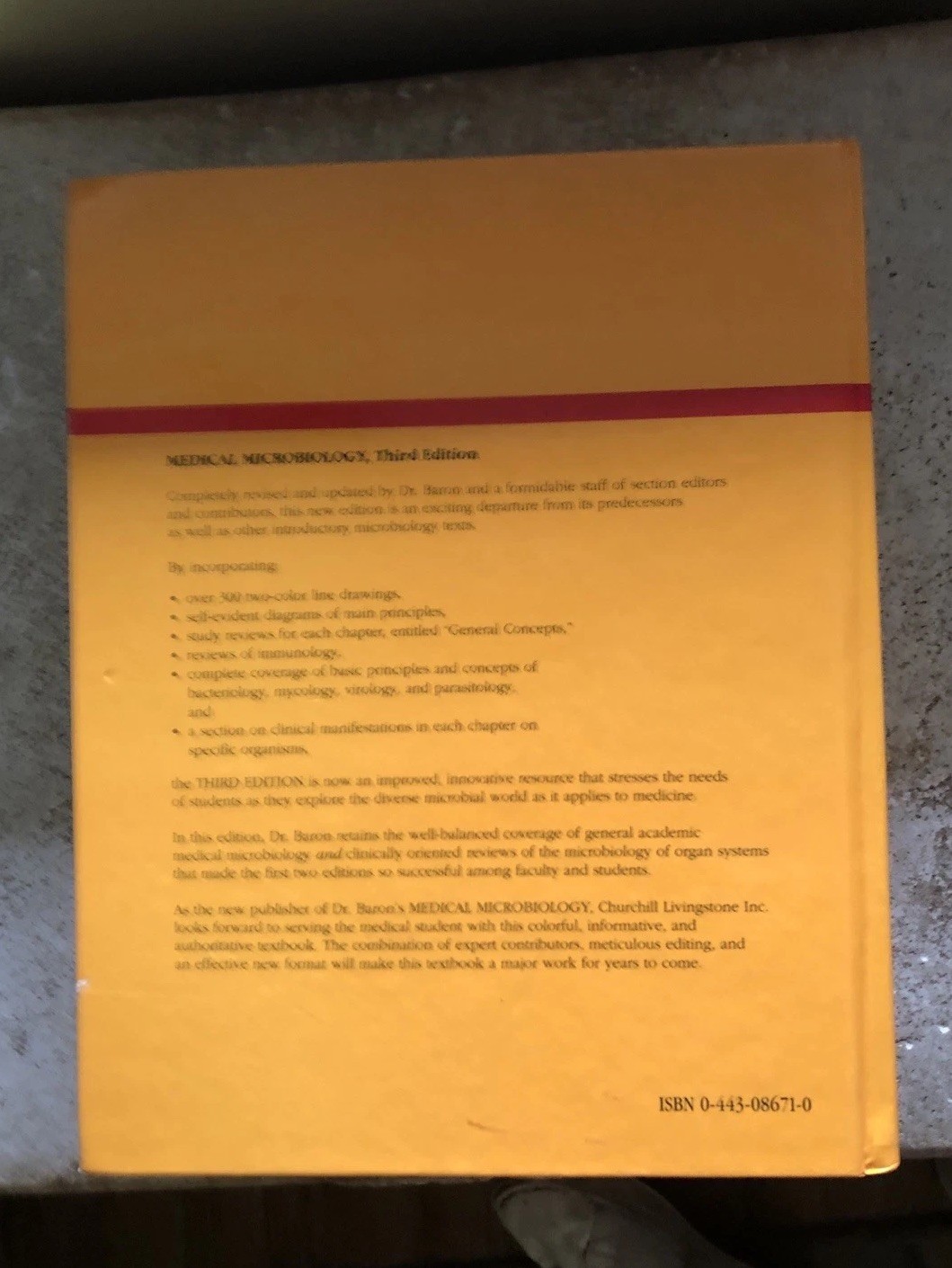 Medical Microbiology Textbook University Samuel Baron 3rd Edition 1991 Hardcover
