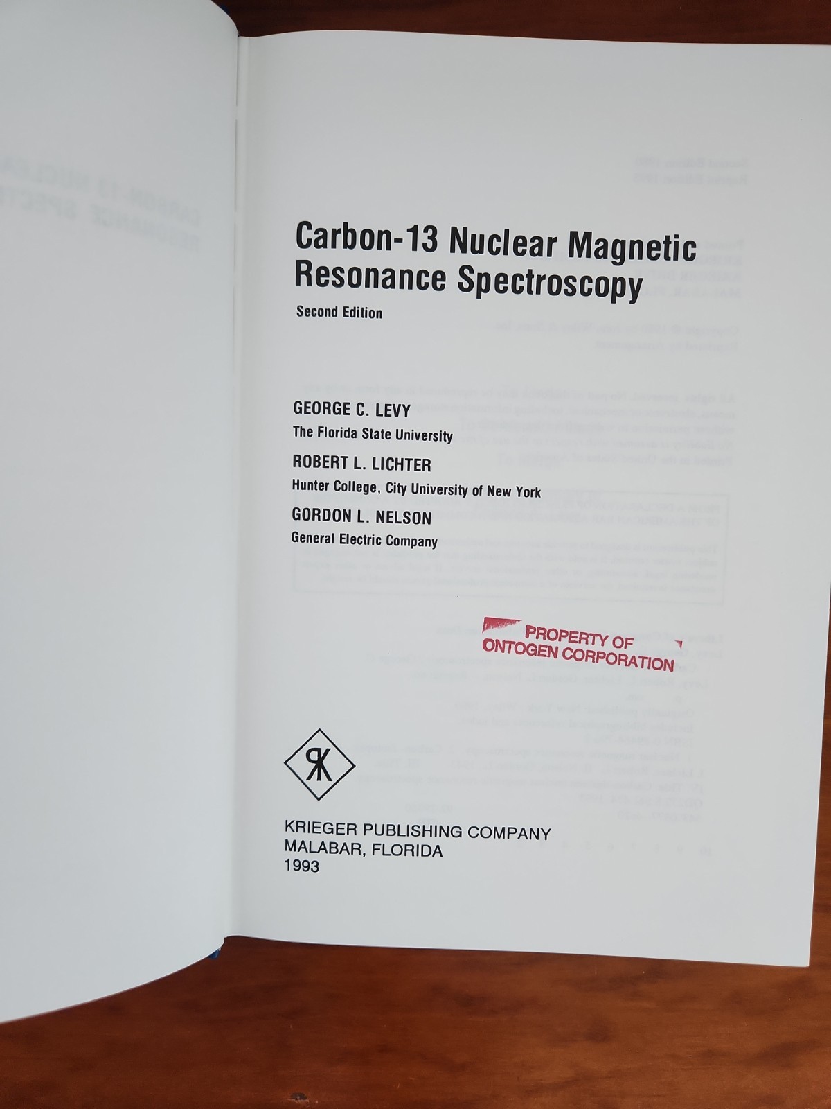 Carbon-13 Nuclear Magnetic Resonance Spectroscopy HC 2nd Edition Levy Lichter