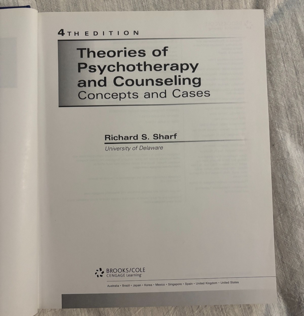 Theories of Psychotherapy and Counseling : Concepts and Cases by Sharf (2007,…