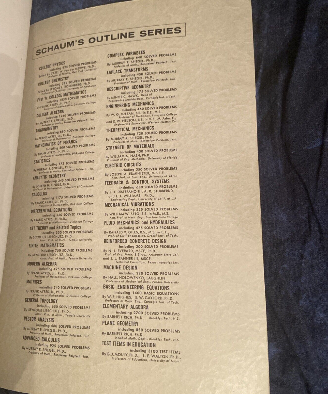 Vtg 1963 SCHAUM’S Theory & Problems of Advanced Calculus/Murray R. Spiegel- NICE