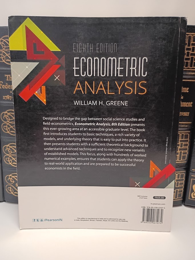 Econometric Analysis 8E William H Greene Pearson Graduate Econometrics PhD HC VG