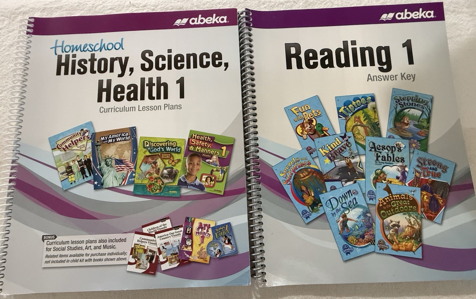 Abeka 1 First Grade Set Readers Workbooks History Science Health Art Like new.