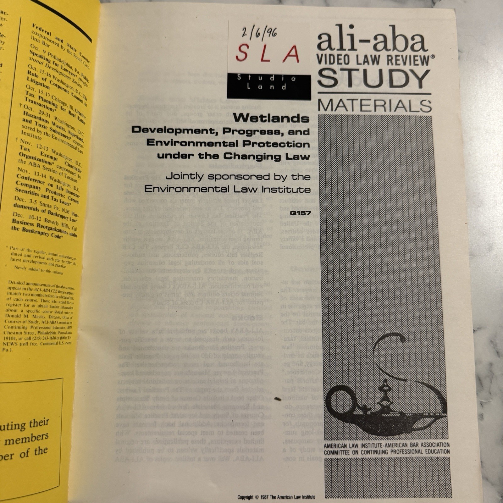 Wetlands Environmental Law ALI ABA Study Materials 1993 Legal Guide