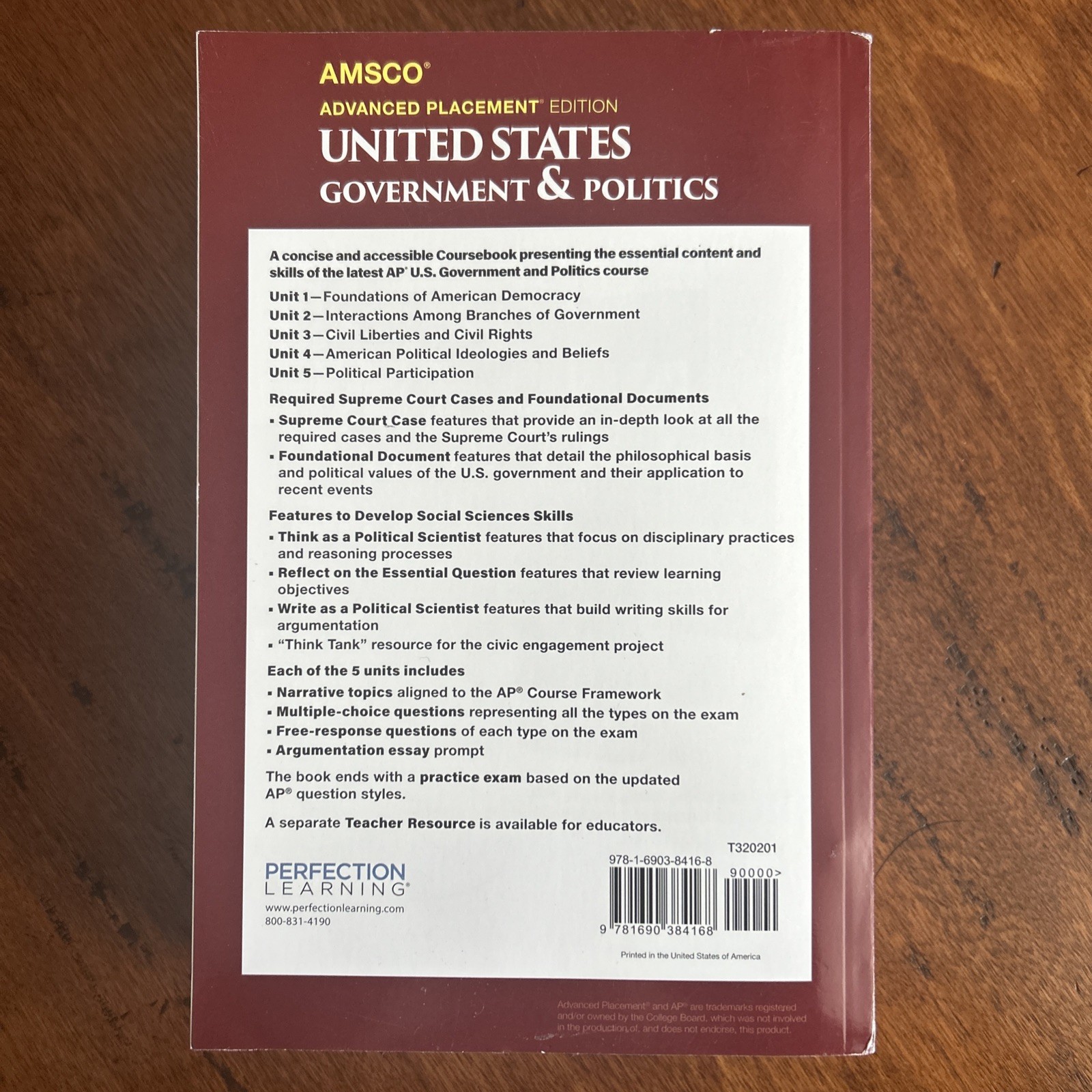 AMSCO Advanced Placement Edition United States Government & Politics Perfection