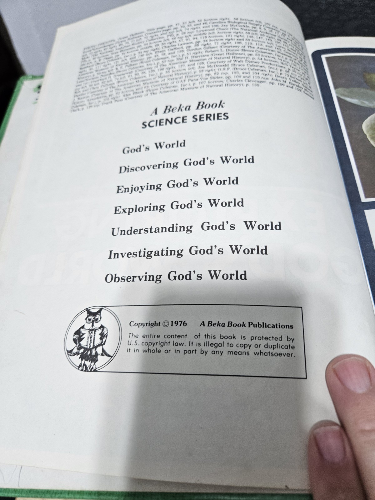 1976 Exploring God’s World 3- A Beka Book Science Series-By Judy Hull Moore