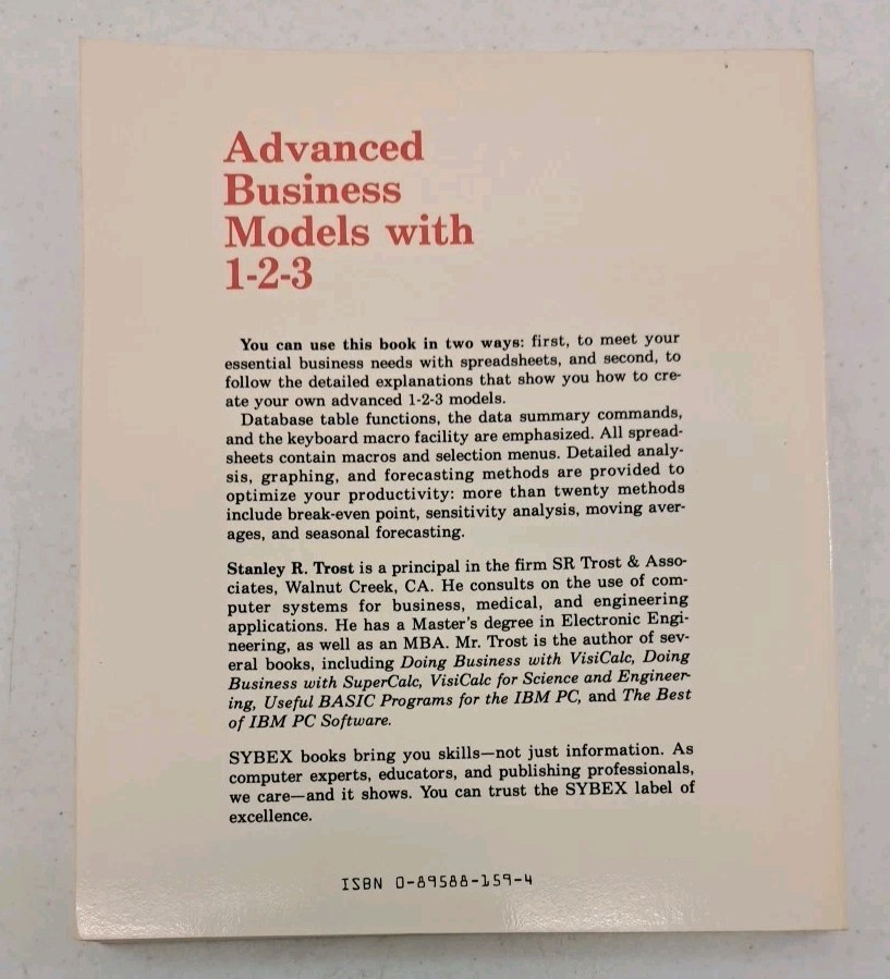 Advanced Business Models with 1-2-3 Sybex-Stanley Trost-1985-VTG-Database…