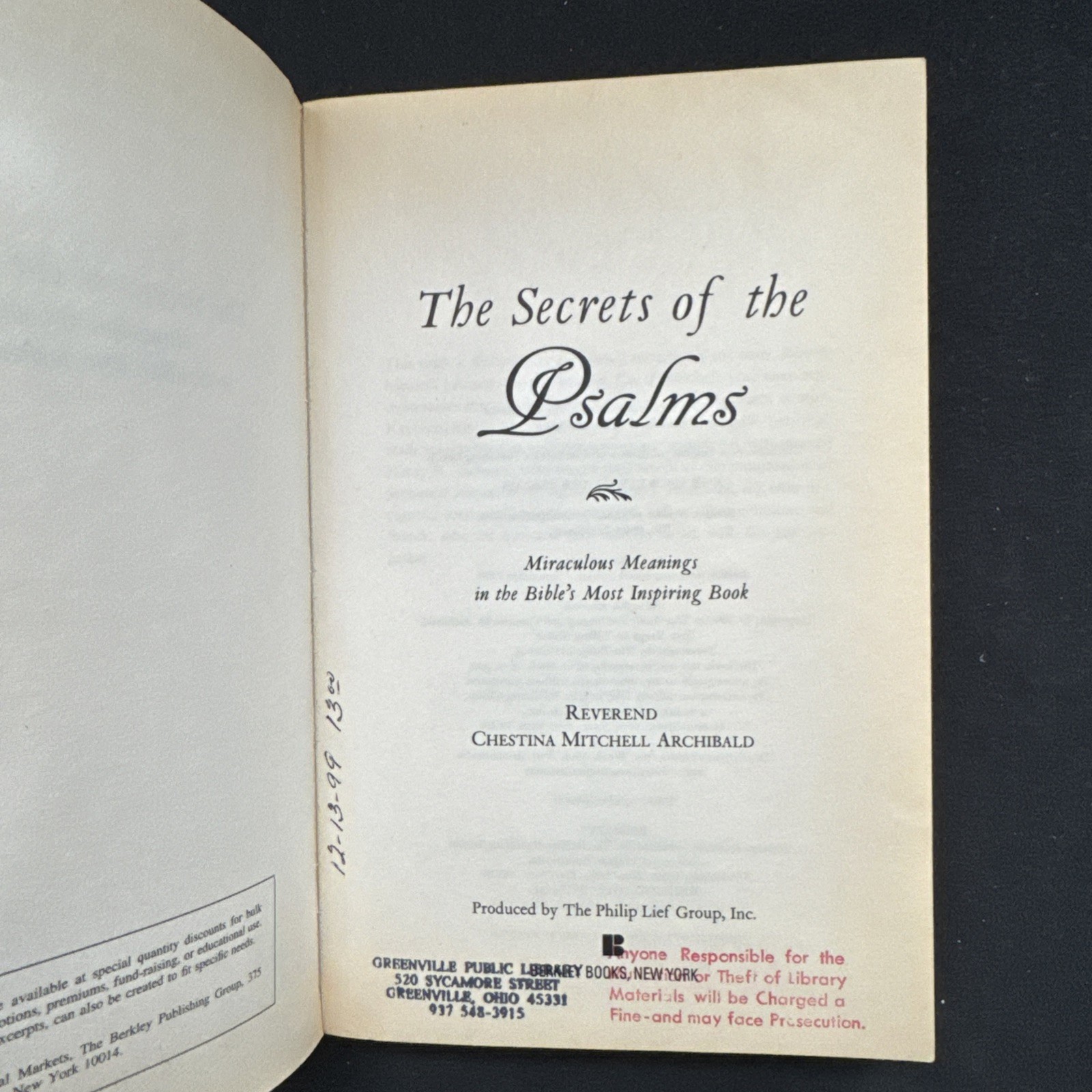 Secrets of the Psalms : Miraculous Meanings in the Bibles Most Inspiring Book by