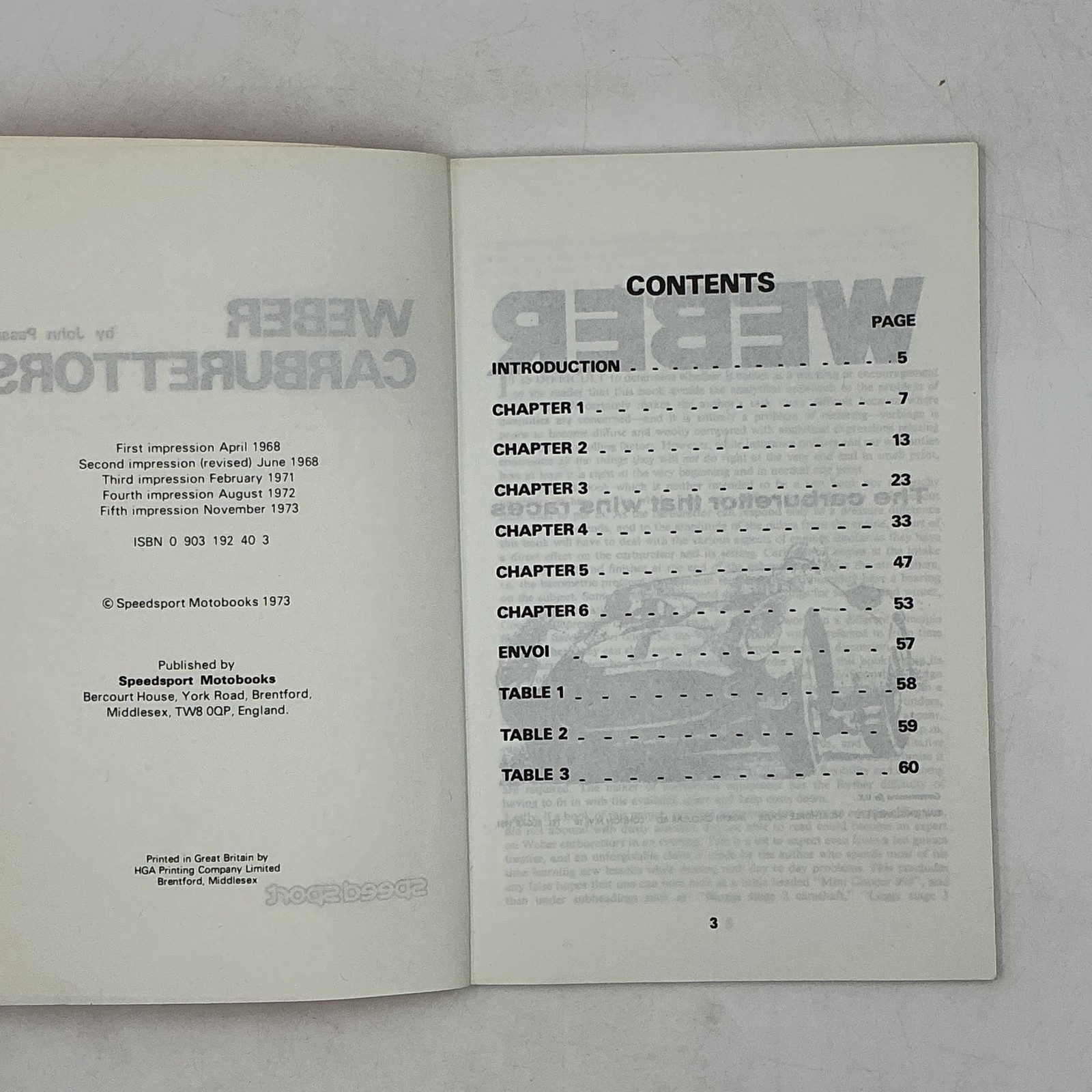 Vintage WEBER CARBURETTORS John Passini Paperback 1973 United Kingdom 2 Vols